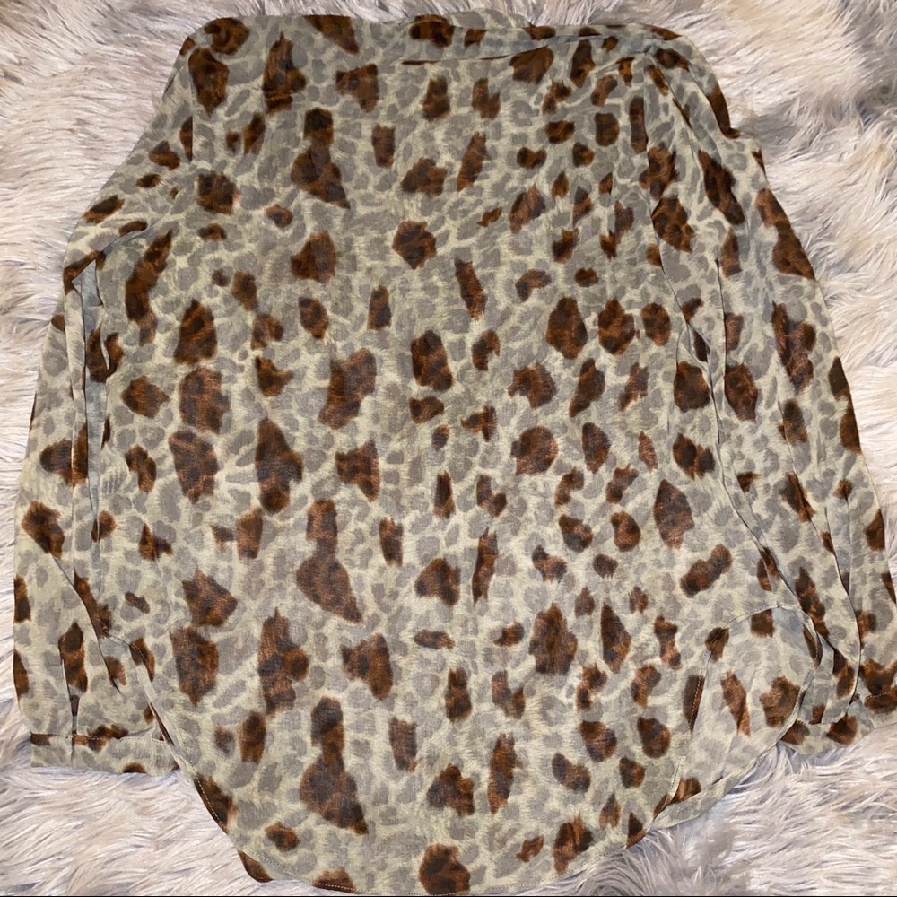 Olivaceous Leopard Print Sheer Blouse - image 4